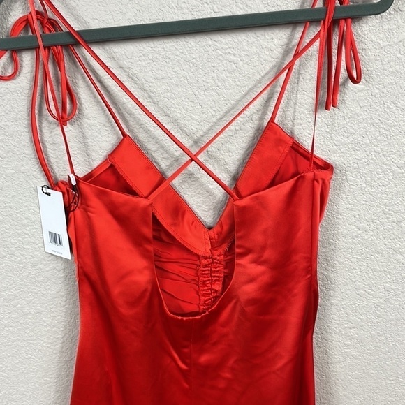 NWT Jason Wu Cinched Front Red Satin Midi Dress Slinky Lingerie Style Sz S - Picture 5 of 12